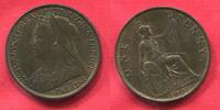 Penny 1901 Englang Großbritannien Great Britain Queen Victoria f. Bankfrisch patina
