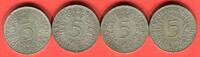 Bundesrepublik Deutschland 4 x 5 DM - Deutsche Mark Silberadler Lot D F G J - kompletter Jahrgangssatz -