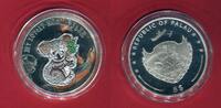 Palau 5 Dollars Silbermünze mit Farbauflage My Lovely Koala-Bear mit gesticktem Stoff- Koala -