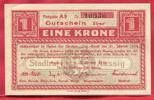 Aussig 1 Krone Banknote Notgeld Heute Tchechien Böhmen -