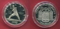 USA 1 Dollar Silbermünze Olympische Spiele 1992 Barcelona - Baseball -