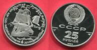 Russland, UDSSR, USSR CCCP 25 Rubel Palladium 1 Unze Ounce Roubles Russisch Amerika, Vitus Bering - Segelschiff Sailing Ship -