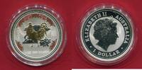 Australien 1 Dollar Silbermünze Lunar I - Year of the Rooster - Jahr des Hahns (1 oz, Farbapplikation) -