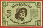 Deutschland Germany 1933 - 1945 5 Mark Reichsmark Wertschein Kriegswinterhilfswerk Ser. A -
