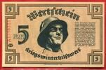 Deutschland Germany 1933 - 1945 5 Mark Reichsmark Wertschein Kriegswinterhilfswerk Ser. II. A braun -