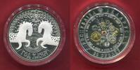 Belarus Weissrussland 20 Rubel Roubles Silber Lunar Year of the Horse inlaid with 1 cubic zirconia gem, the elements plated gold -