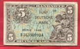 Deutschland Western Germany 5 Deutsche Mark Banknote Geldschein Sogenanntes Kopfgeld der Währungsreform der Westzonen -