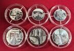 Frankreich 6 Silbermünzen - 3 x 5 Euro & 3 x 25 Euro Silber 2013 Serie Valeurs de la République France - Die Werte der Republik BU with capsules ...