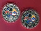 Palau 1 + 5 Dollars Cu/Ni + Silbermünze mit Farbauflage Schutz der Meeresfauna - 50 Jahre United Nations - Set -