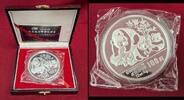China, Volksrepublik PRC 100 Yuan Silbermünze Chinese Panda in Originalfolie - 12 Ounces - 12 Unzen Silber - kleine Auflage -