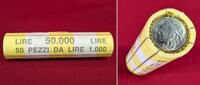 Italien 50 x 1000 Lire - original coin roll Europäische Union - European Union - Reunited Germany Map -