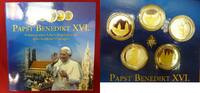 Deutschland, Germany 5 Medaillen Ku/Ni versilbert bzw. vergoldet Papst Benedikt XVI. - Medaillenset - Stationen seines Lebens -