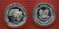 Suriname 100 Gulden Silbermünze Surinam 100 Gulden 1992 Radfahren PP Olympiade in Barcelona -