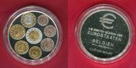 Belgien Gedenkprägung Medaille Die ersten Euro-Münzen v. Belgien 2002, vergoldete/verkupferte Applikationen -