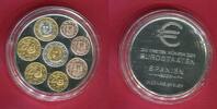 Spanien Gedenkprägung Medaille Die ersten Euro-Münzen v. Spanien 2002, vergoldete/verkupferte Applikationen -