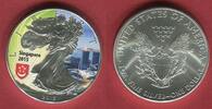 USA 1 Dollar Silbermünze - Silver Eagle - 1 oz Colorierte Liberty - Singapur Coin Fair - Marina Bay Sands -