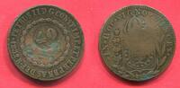 Brasilien 40 Reis Gegenstempel auf 80 Reis Pedro II., 1831 - 1889 Rio de Janeiro -