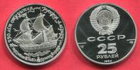 Russland, UDSSR, USSR CCCP 25 Rubel Palladium 1 Unze Ounce Roubles Russischen Amerika, Alexei Tschirikow St. Paul Segelschiff Sailing Ship -