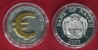 Nauru 10 Dollars Silber Unze mit Skulpturmünze Euro mit Goldapplikation -