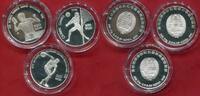 Nordkorea 3 x 500 Won Silber Olympiade in Barcelona 1992 - Volleyball Diskus Tischtennis -