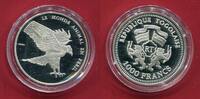 Togo 1000 Francs Silber Endangered Wildlife - Gefährdete Tierwelt - Kampfadler -