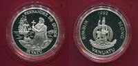 Vanuatu 50 Vatu Silber Segelschiff von Fernandez de Quiros -