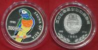 Korea, Nord Korea North 500 Won Silber coloriert Hellroter Ara Parrot - Fauna of Asia -