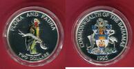 Bahamas 2 Dollars Silbermünze mit Farbauflage Flora und Fauna - Bahama Parrot -