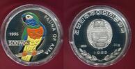 Korea, Nord Korea North 500 Won Silber coloriert Hellroter Ara Parrot - Fauna of Asia -