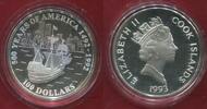 Cook Islands 25 Dollars 5 Unzen Ounces Silber 500 Years America Mayflower -