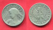 Polen Poland 1 Zloty Womans Head mit Punkt -