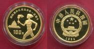 China Peoples Republic PRC 100 Yuan 1/3 Unze Gold Olympics, Atlanta 1994 Fackelträgerin Female torch runner -