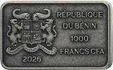EAGLE Trésors Familles Animales 1 Oz Silver Coin 1000 Francs Benin 2026 Antique Finish