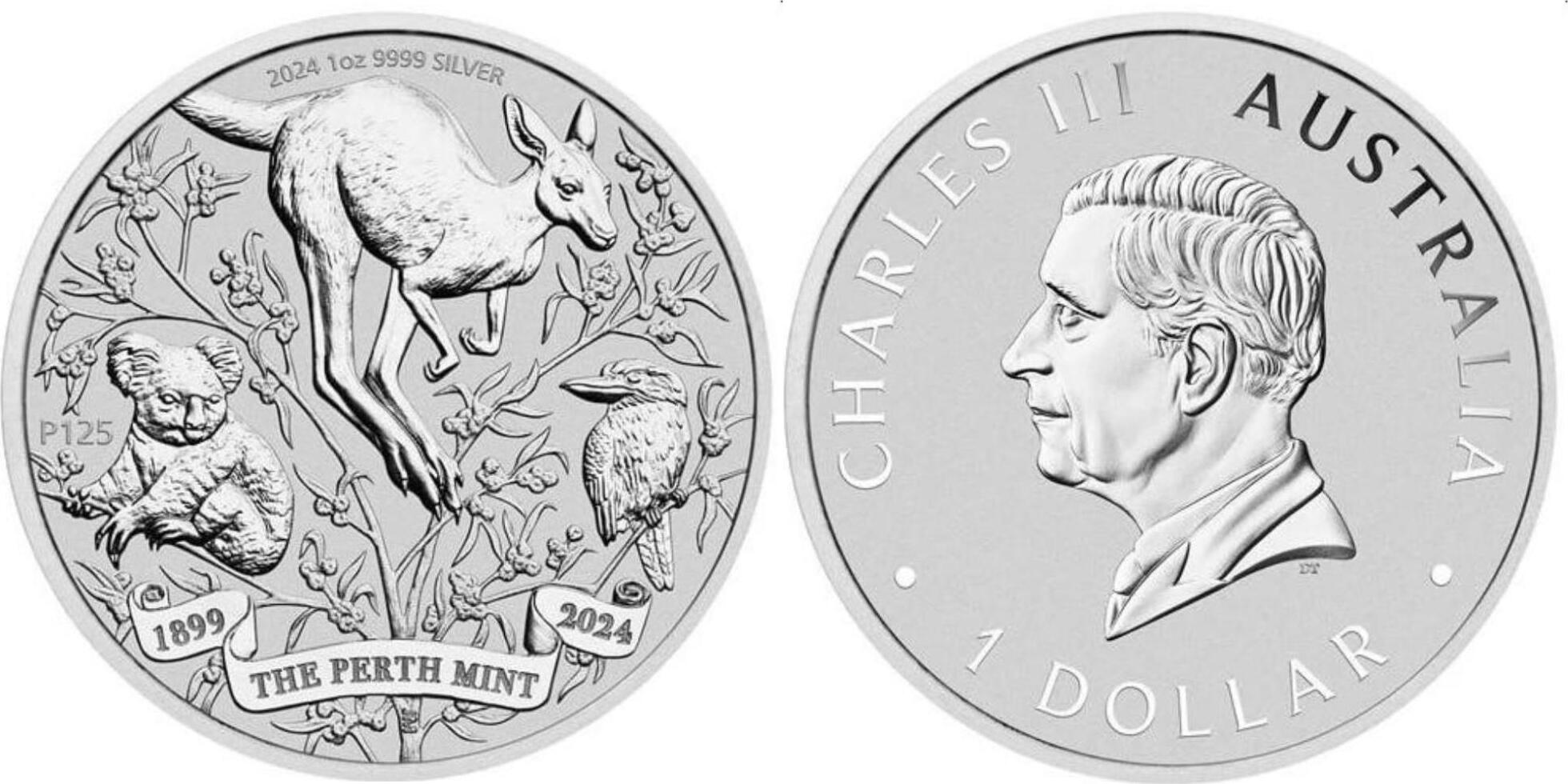 1 Dollar PERTH MINT 125th Anniversary 1 Oz Silver Coin 1$ Australia 2024 FB  | MA-Shops