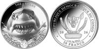 Congo Democratic Republic 20 Francs SHARK World Wildlife 1 Oz Silver Coin 20 Francs Congo 2026 -