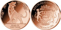 Gabon 20 Francs YEAR OF THE TIGER Chinese Zodiac Signs 1 Oz Copper Coin 20 Francs Gabon -