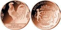 Gabon 20 Francs YEAR OF THE ROOSTER Chinese Zodiac Signs 1 Oz Copper Coin 20 Francs Gabon -