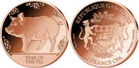 Gabon 20 Francs YEAR OF THE PIG Chinese Zodiac Signs 1 Oz Copper Coin 20 Francs Gabon -