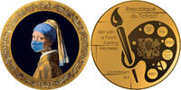 Chad 5000 Francs GIRL WITH A PEARL EARRING Lockdown Art Vermeer 1 Oz Silver Coin 5000 Francs Chad 2023 -