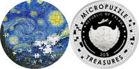 Palau 20 Dollars STARRY NIGHT Van Gogh Micropuzzle Treasures 3 Oz Silver Coin 20$ Palau 2019 -