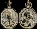 RELIGIOUS MEDALS Religious medal XVI-XVII centuries, S. Sacramento / S. Jerome - 25x16 mm. -