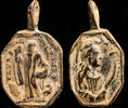 RELIGIOUS MEDALS Religious medal XVI-XVII centuries, S. Benedict / Santa Barbara - 25x15 mm. -