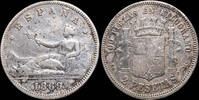 SPANISH MONARCHY  1869, 2 Pesetas Spanish Provisional Government (*69) - 27 mm / 9.66 gr. TTB