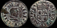 SPANISH MONARCHY  1661, 8 Maravedis Philip IV, Sevilla Mint (A is V inverted) - 20 mm / 2,23 gr. TTB