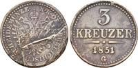 Österreich: 3 Kreuzer Nagybanya Stempelbruch 1851 G Franz Joseph I, 1848-1916: TTB