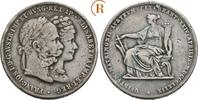 Habsburg: Doppelgulden auf die Silberhochzeit mit Sissi 1879 Franz Joseph I, 1848-1916: ss- Henkelspur