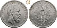 Kaiserreich: Württemberg: 5 Mark 1876 F Karl, 1864-1891: TTB Randfehler