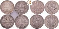 Kaiserreich: Lot 4 x 1 Mark 1875 F (2x), 75 D, 76 C ss-s mit Fehlern 38,00 EUR  + 5,00 EUR frais d'envoi