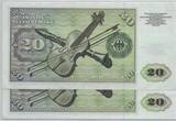 Deutschland 20 DM Deutsche Mark 1960 Ro 264c J/K Pair - Pärchen nachfolgende Nummer