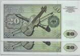 Deutschland 20 DM Deutsche Mark 1960 Ro 264c J/Q Pair - Pärchen nachfolgende Nummer